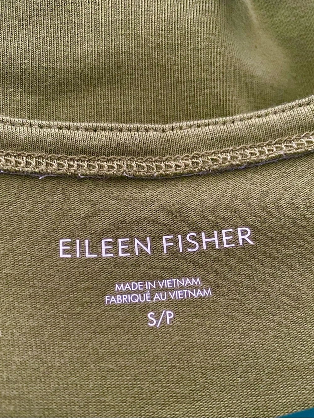 Eileen Fisher Green Organic Cotton Tank Dress S Sleeveless Shift Mini Casual - Picture 6 of 6